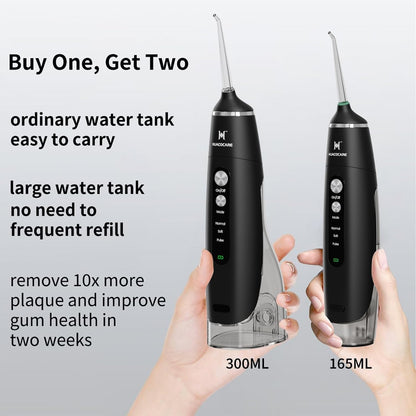 Water Flosser Equipped with Two Water Tanks for Home and Travel,3 Modes Dental Oral Irrigator,Portable,IPX7 Waterproof,Powerful Battery Life, Water Dental Flossers for Teeth (Black)