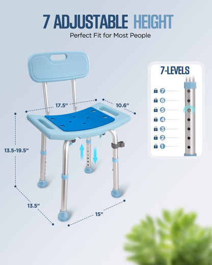 Shower Chair with Back for Elderly Seniors,Shower Stools and Benches for Adults,Bath Chair Shower Benches for The Disabled,Shower Seats,Tub Chair