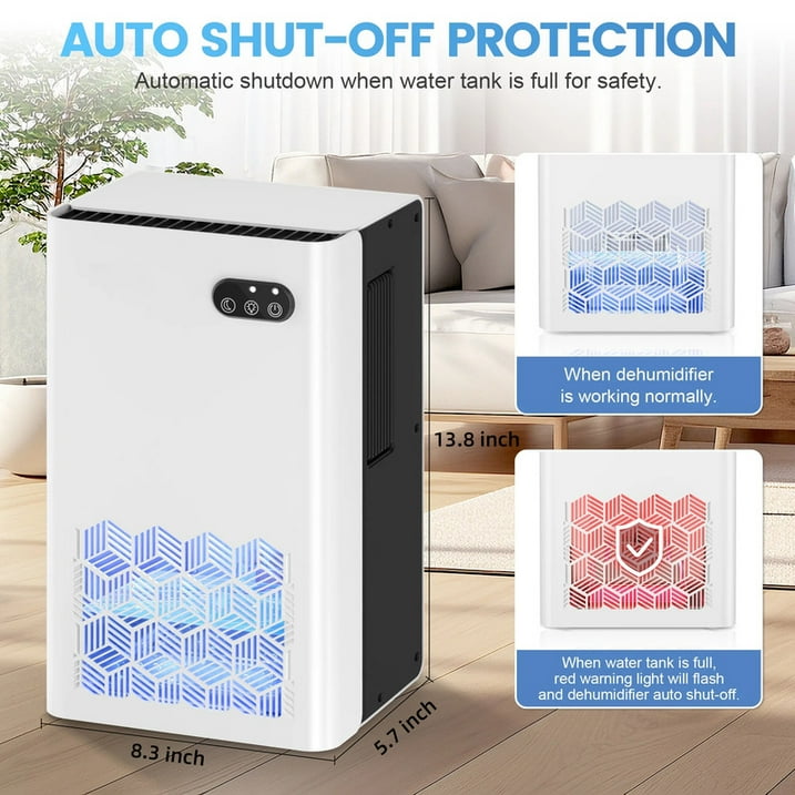 Dehumidifier, Dehumidifiers for Room, 95 OZ Water Tank, (950 sq.ft) Dehumidifiers for Basement Home Bathroom Bedroom with Auto Shut Off, 7 Colors LED Light, White
