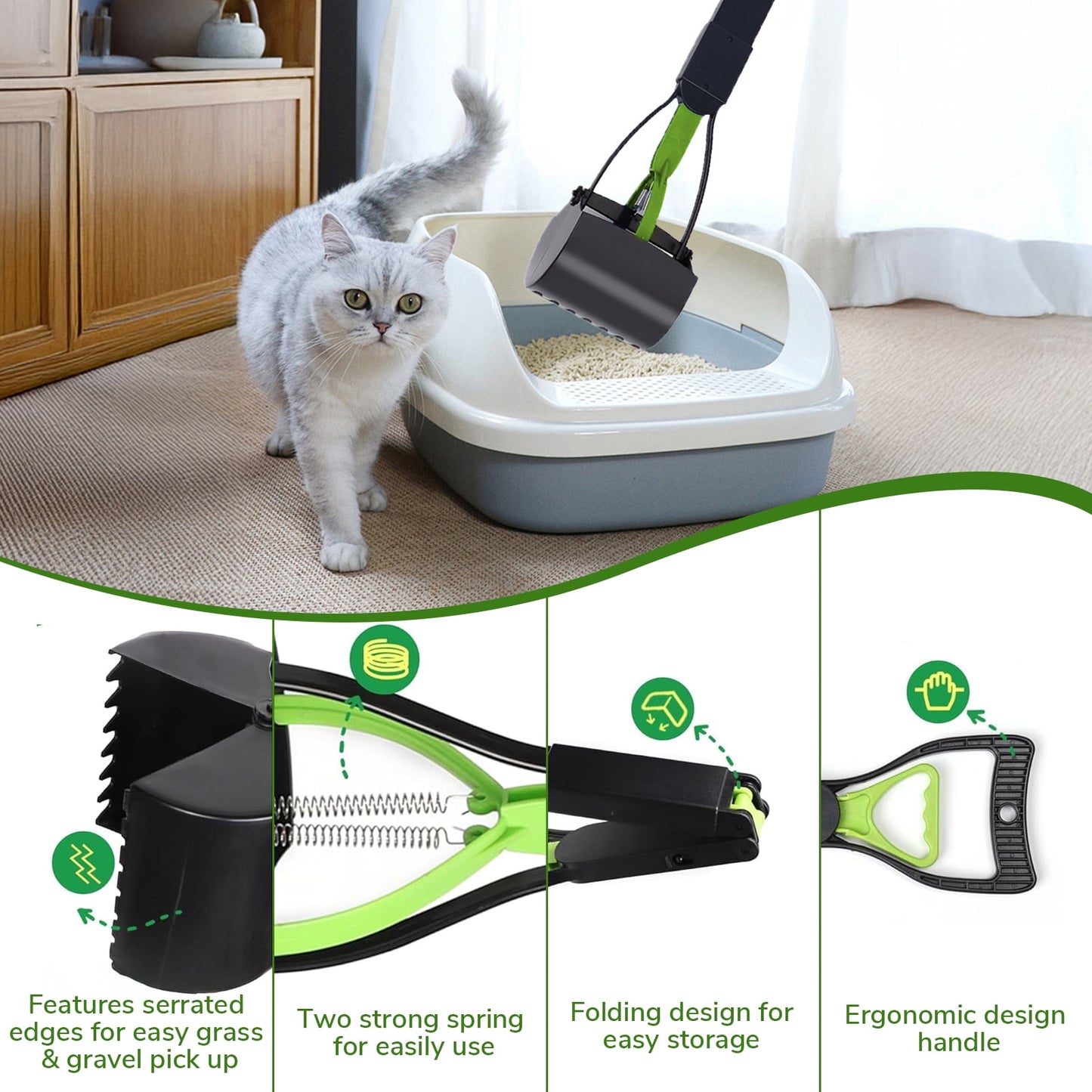 ABSOKE Pooper Scooper,Folding Dog Poop Scooper for Large Small Dogs,Portable Dog Poop Pick up Tool for Yard,Grass,Dirt,Gravel