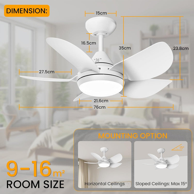 Ceiling Fans with Lights and Remote - Socket Fan Light with Dimmable Led Light Bulb, 3 Colors 3000K-6500K, 2000 Lumens, Screw in Small Ceiling Fan for Bedroom Living Room Kitchen Garage