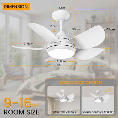 Ceiling Fans with Lights and Remote - Socket Fan Light with Dimmable Led Light Bulb, 3 Colors 3000K-6500K, 2000 Lumens, Screw in Small Ceiling Fan for Bedroom Living Room Kitchen Garage