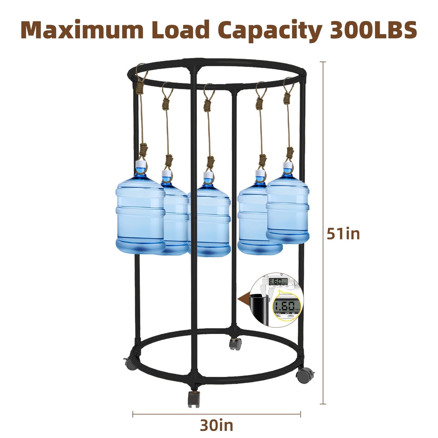 Clothing Garment Rack,Round Clothes Rack with 360¡ãRotation 4 Wheels,Floor-Standing Metal Clothes Organizer for Easy Storage