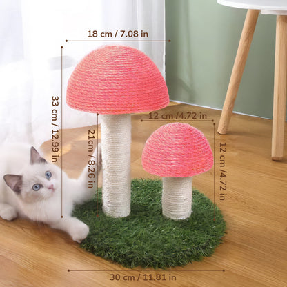 Cat Scratching Post: Mushroom Cat Tree, Cute Cat Tower with Natural Sisal Rope Cat Scratching Posts for Indoor Cats Adults and Kitten