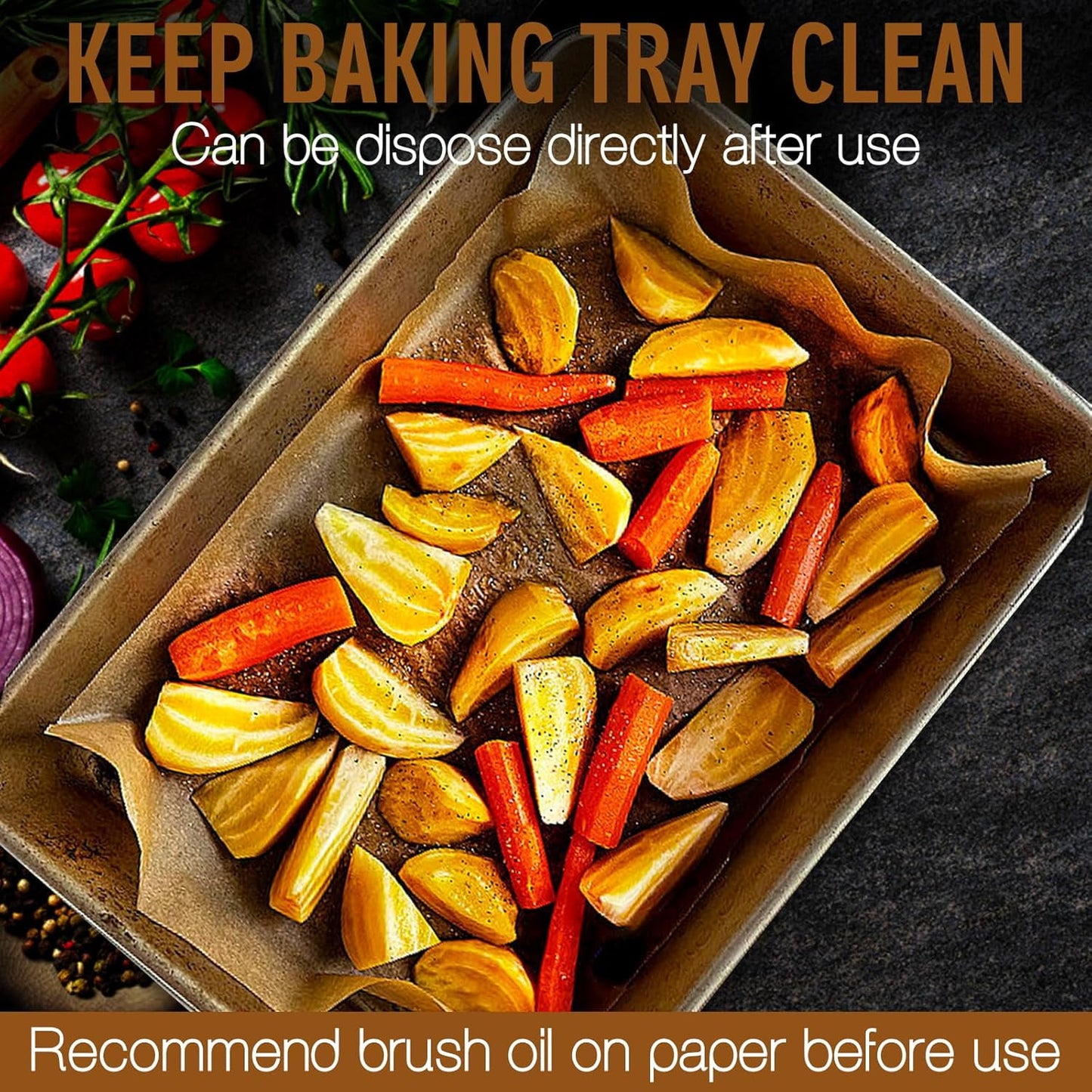 Parchment Paper for Baking – Roll with Cutter, Heavy Duty Non-Stick Brown Parchment for Baking, Steaming and Air Fryer,