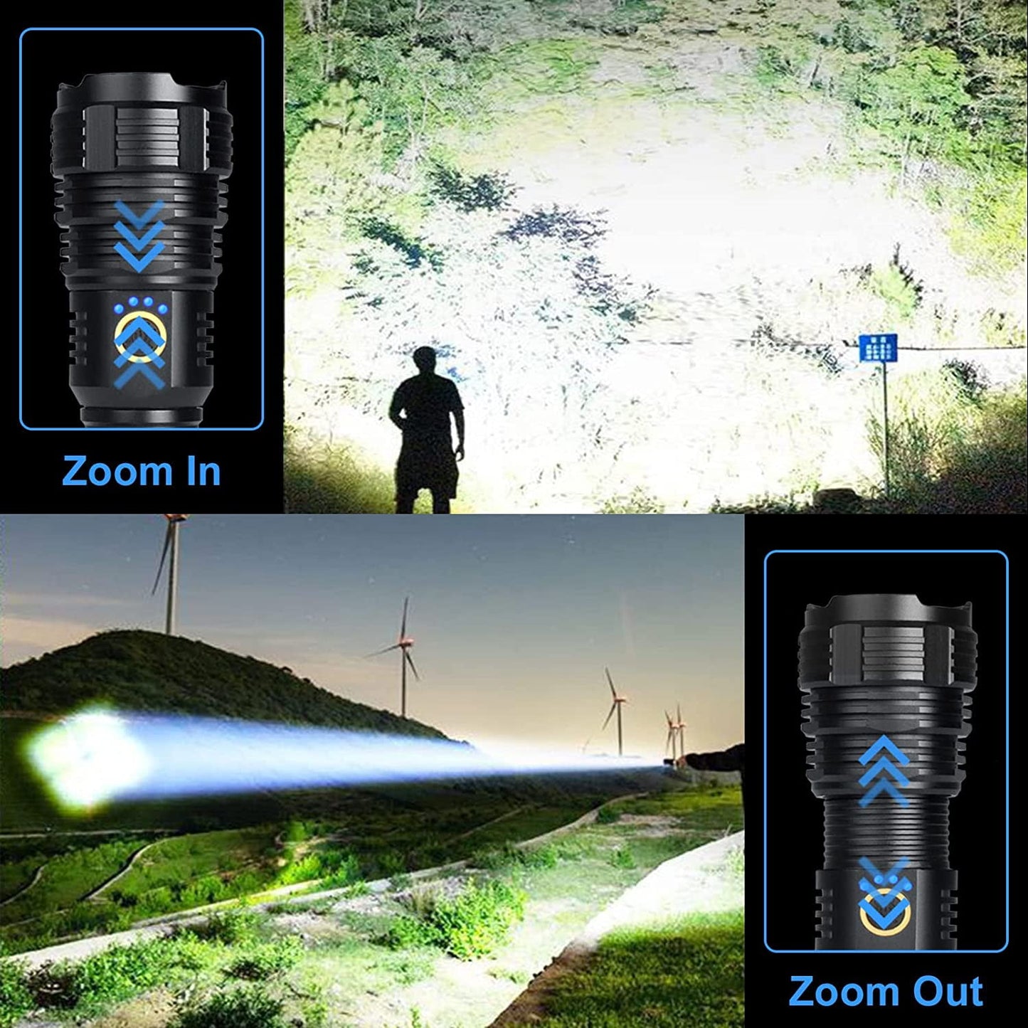 LED Flashlight Rechargeable with 5 Modes Waterproof for Camping Hiking Outdoor Biking