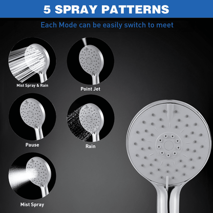 ATUPEN Shower Heads with Handheld Spray Combo, Rain Shower Head with Adjustable Extension Arm & 5 Settings Handheld