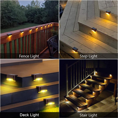 SZRSTH Solar Outdoor Lights Waterproof - 16PCS LED Solar Step Deck Lights Decor for Stairs Fence Yard Patio Pathway -Warm White