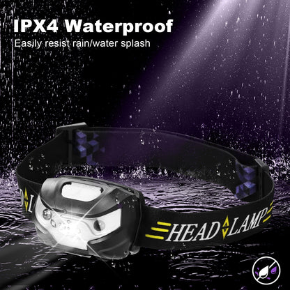 Headlamp Rechargeable, 4500 Lumen Ultra-Light Bright LED Rechargeable Headlight with White Light, Waterproof Head Lamp with Headband for Outdoor Camping