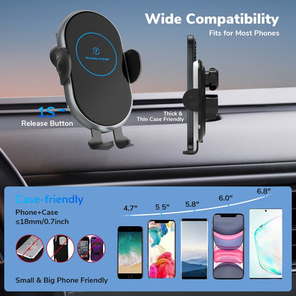 Car Charger Mount Compatible for iphone, Phone Charger Holder for Car Dashboard, Hands Free Car Phone Holder Mount Dash Compatible for iphone 16 15 14 13 12 Pro Max Plus Car Accessories
