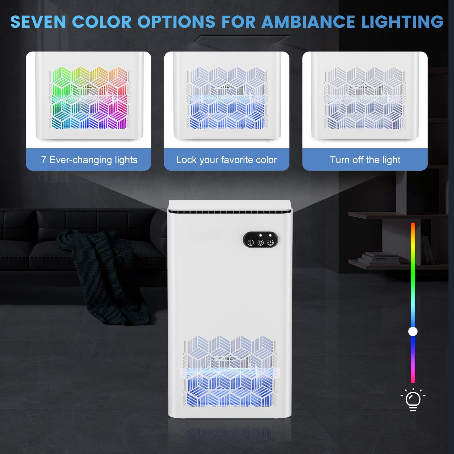Dehumidifier, Dehumidifiers for Room, 95 OZ Water Tank, (950 sq.ft) Dehumidifiers for Basement Home Bathroom Bedroom with Auto Shut Off, 7 Colors LED Light, White