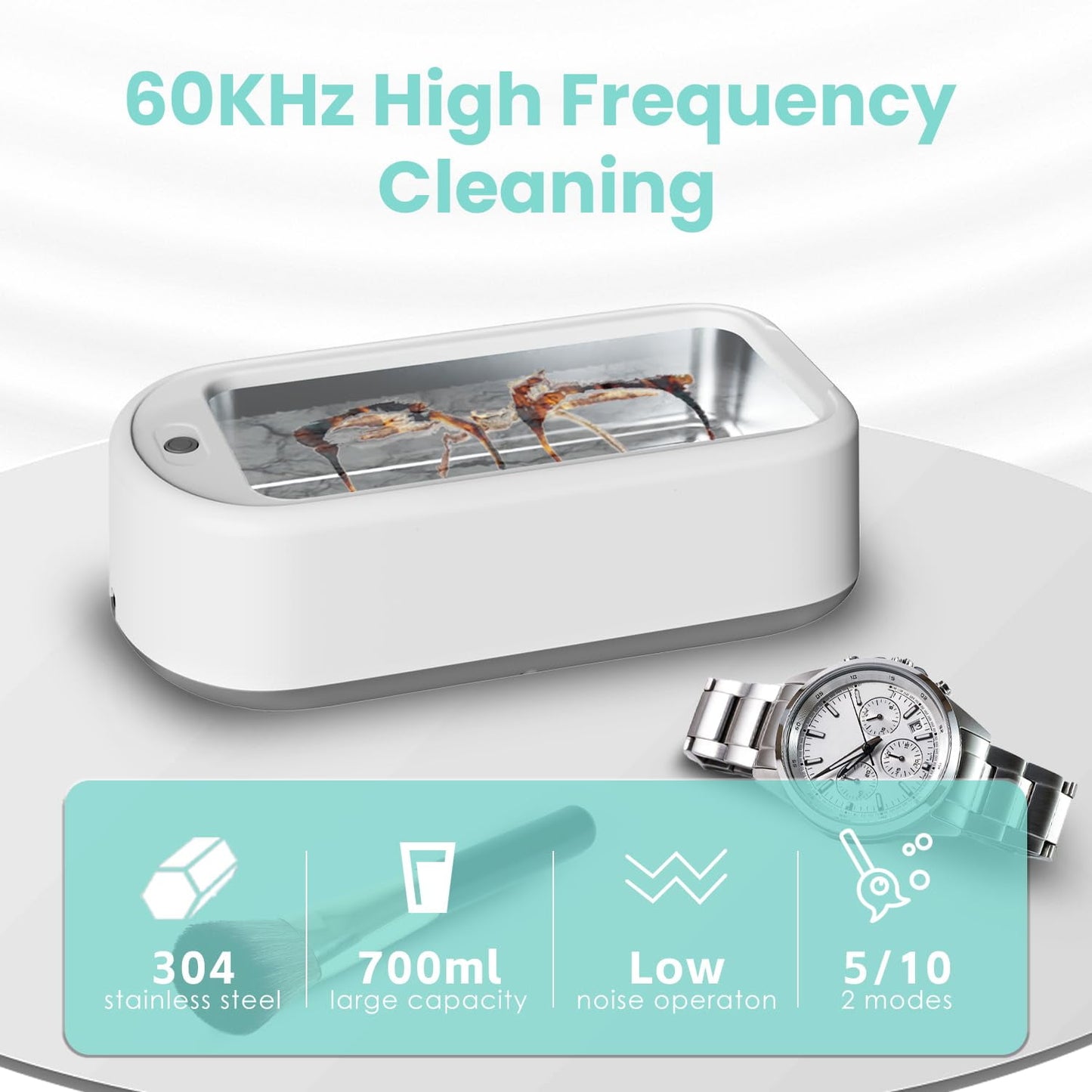 Ultrasonic Jewelry Cleaner,Jewelry Ring Cleaner Machine for Cleaning, Earrings,Glasses, Jewelry, Rings, Dentures