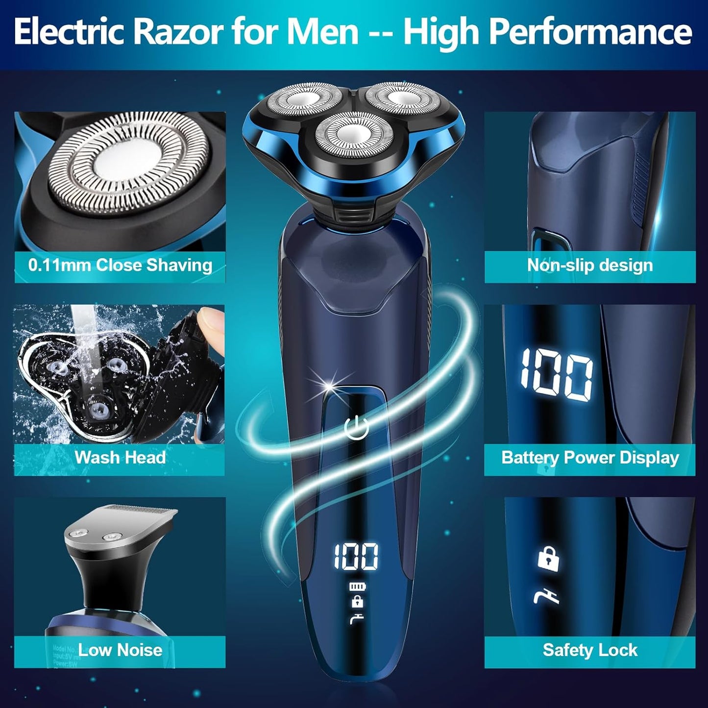 Electric Razor for Men, New Upgrade Electric Shavers for Men Cordless Rechargeable 3D Rotary Men Shaver,Wet/Dry Mens Shaver,Waterproof Mens Razor for Shaving Gifts