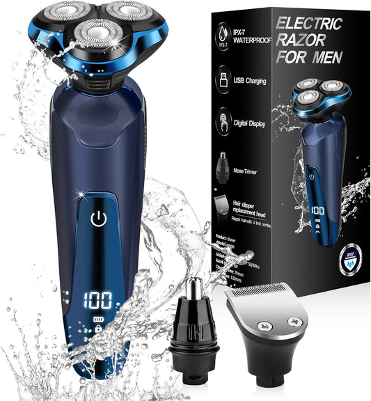 Electric Razor for Men, New Upgrade Electric Shavers for Men Cordless Rechargeable 3D Rotary Men Shaver,Wet/Dry Mens Shaver,Waterproof Mens Razor for Shaving Gifts