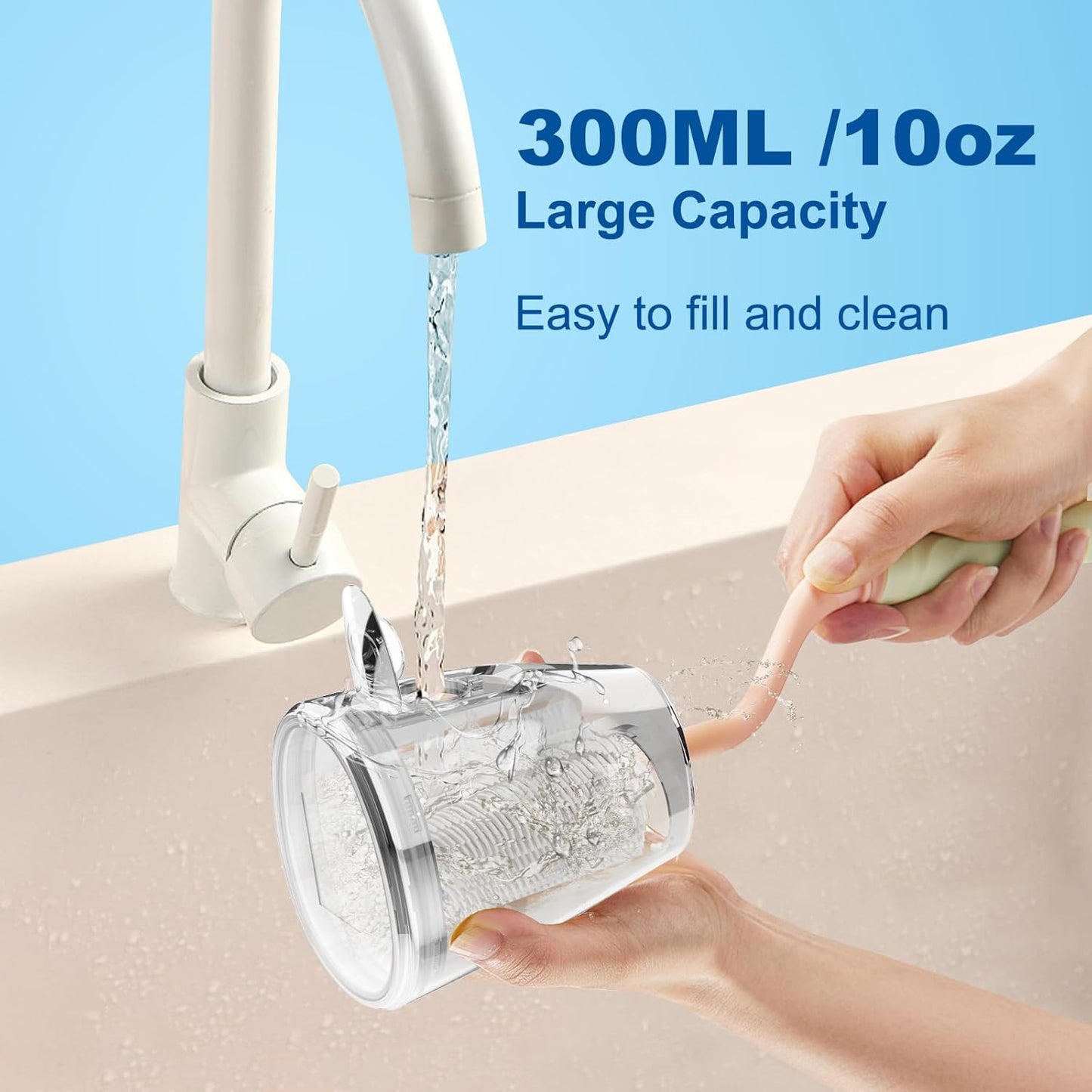 Water Flosser for Teeth, 300ML Cordless Oral Irrigator Rechargeable Dental Flosser Teeth Picks with 5 Modes 5 Jet Tips,IPX7 Waterproof Teeth Cleaner