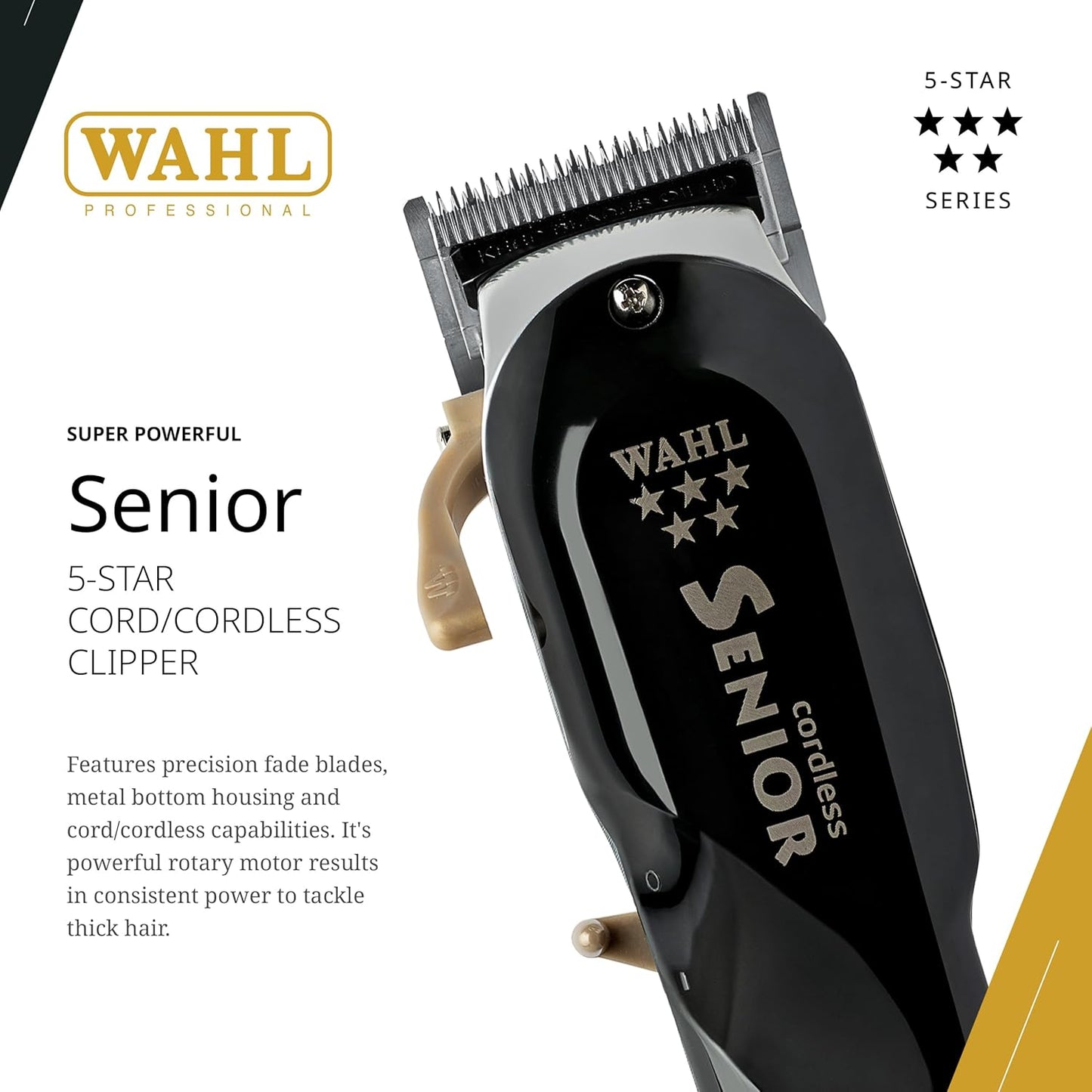 Professional Cordless Senior Clipper Precision Fade Blades Metal Housing 80 Min Runtime