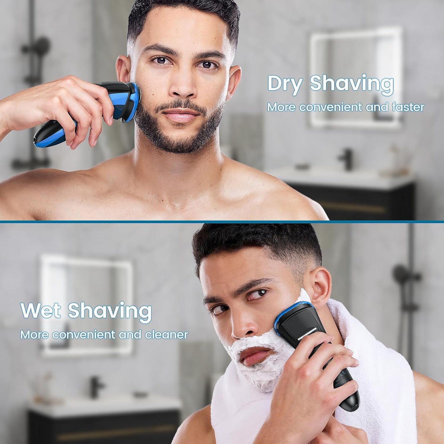 Electric Shaver for Men, 3D Rotating Head, USB C Fast Charging, IPX7 Waterproof,Mens Electric Razors with Pop Up Trimmer, Cordless Electric Razor for Men