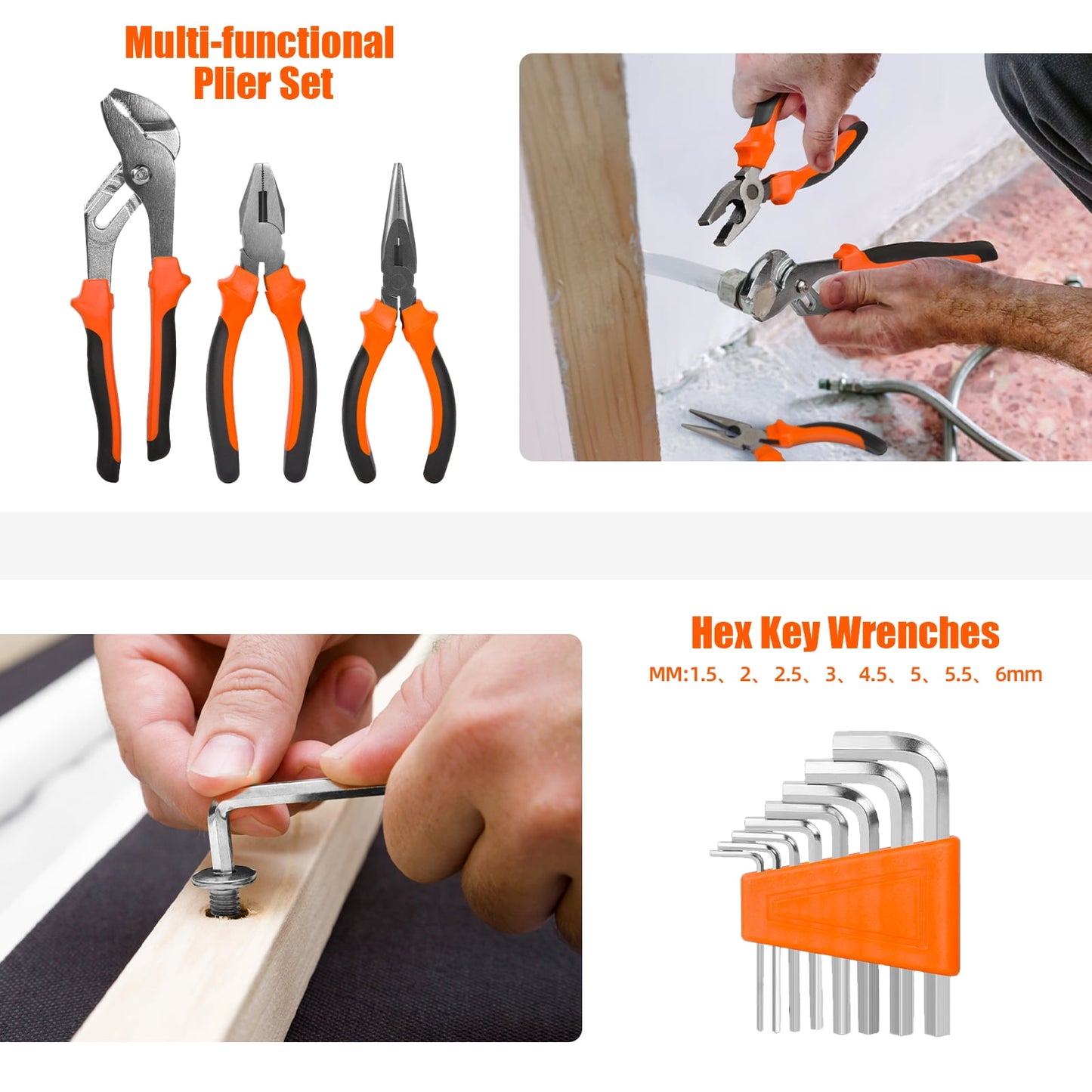 TORIO 171-Piece Tool Set, Complete Home & Garage Repair Kit with Wrenches, Screwdrivers, Pliers, Hammers & More