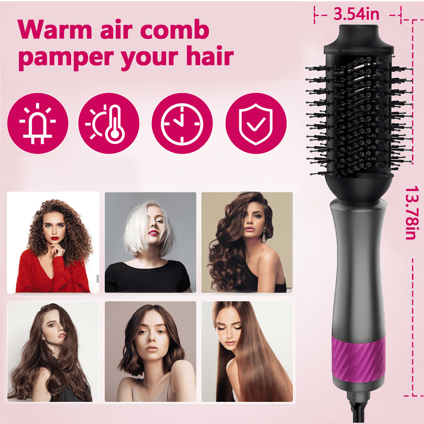 Hair Dryer Brush,4 in 1 Ceramic Oval Barrel Straightener,Hot Air Brush for All Hair Types