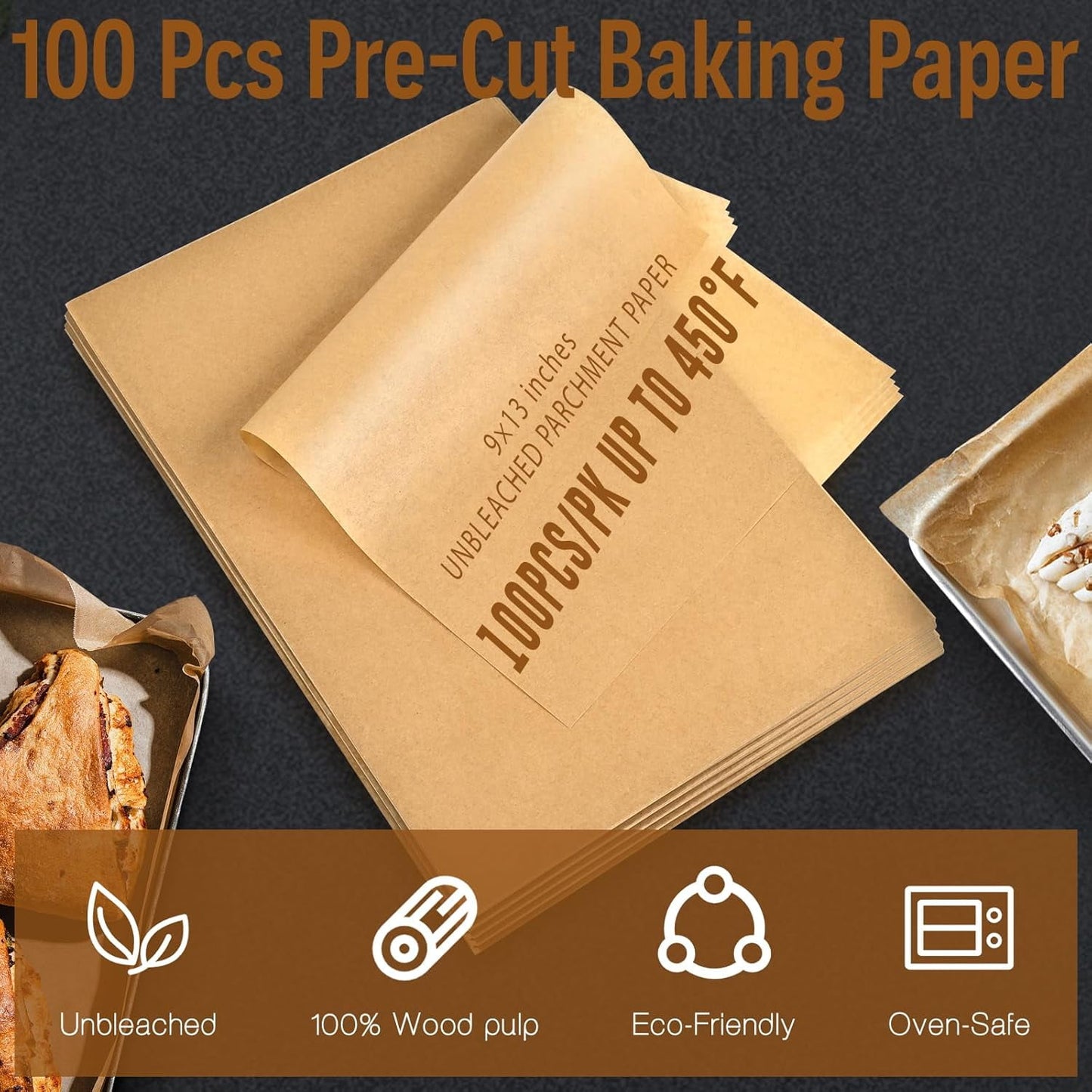 Parchment Paper for Baking – Roll with Cutter, Heavy Duty Non-Stick Brown Parchment for Baking, Steaming and Air Fryer,