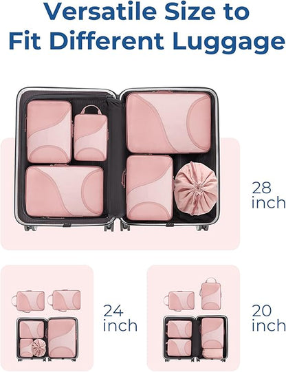 Compression Packing Cubes for Travel, 6 Set Travel Packing Cubes for Suitcases, Compression Suitcases Organizers Bag Set for Travel Essentials, Lightweight Packing Organizers with Shoe Bag