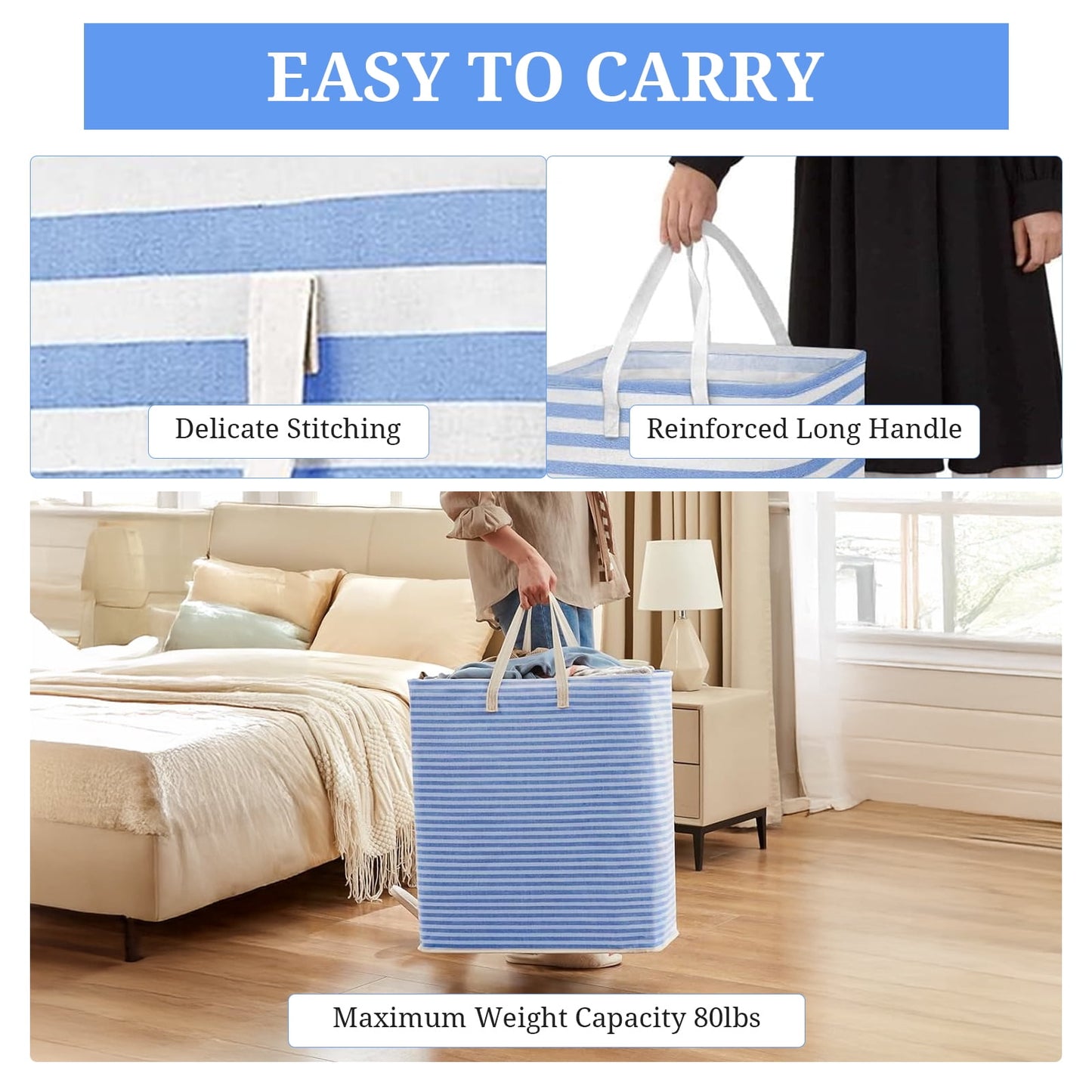 KUOSE Laundry Basket, 2-Pack 72L Large Capacity Collapsible Laundry Hamper Waterproof for Home,Dorm Clothes Toy Storage