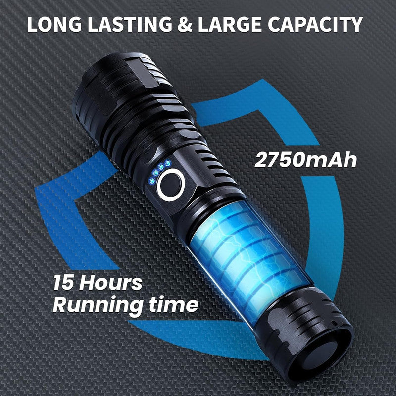 Flashlight Bright Military Grade LED Flashlights High Lumens - Portable Handheld Flash Light, 5 Modes Zoomable Waterproof Flashlights for Home Emergency Camping Outdoor