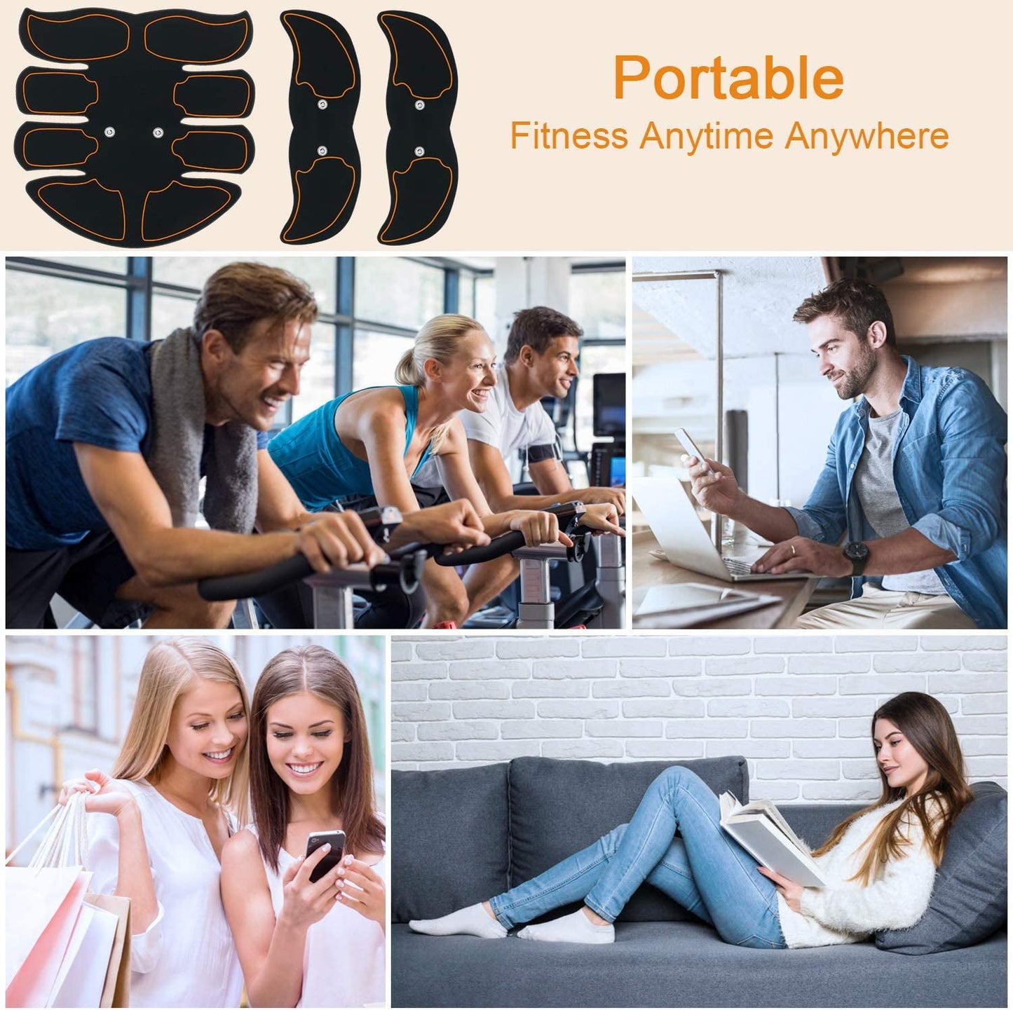 Abs StimulatorWorkout Equipment for Men Women Abdominal Toning Workout for Abdomen/Arm/Leg16 pcs Free Gel Pads