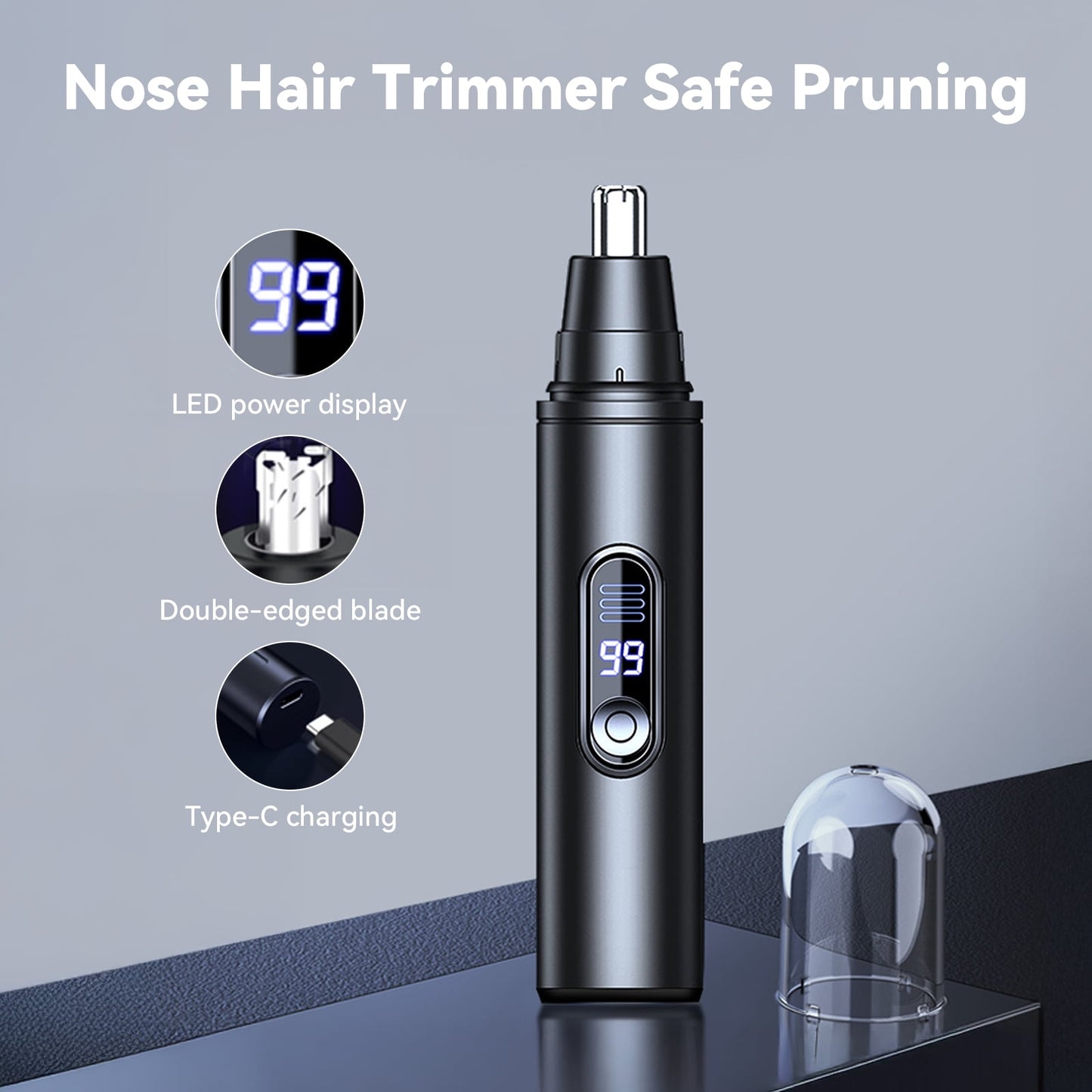 Ear & Nose Hair Trimmer for Men Women: Professional Painless Ear Eyebrow & Facial Hair Trimmer Clipper with Powerful Motor and Dual-Edge Blades, Wet/Dry