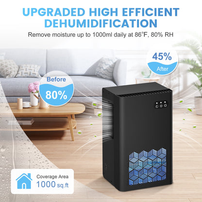 Dehumidifier, Dehumidifiers for Room, 95 OZ Water Tank, (950 sq.ft) Dehumidifiers for Basement Home Bathroom Bedroom with Auto Shut Off, 7 Colors LED Light, Black