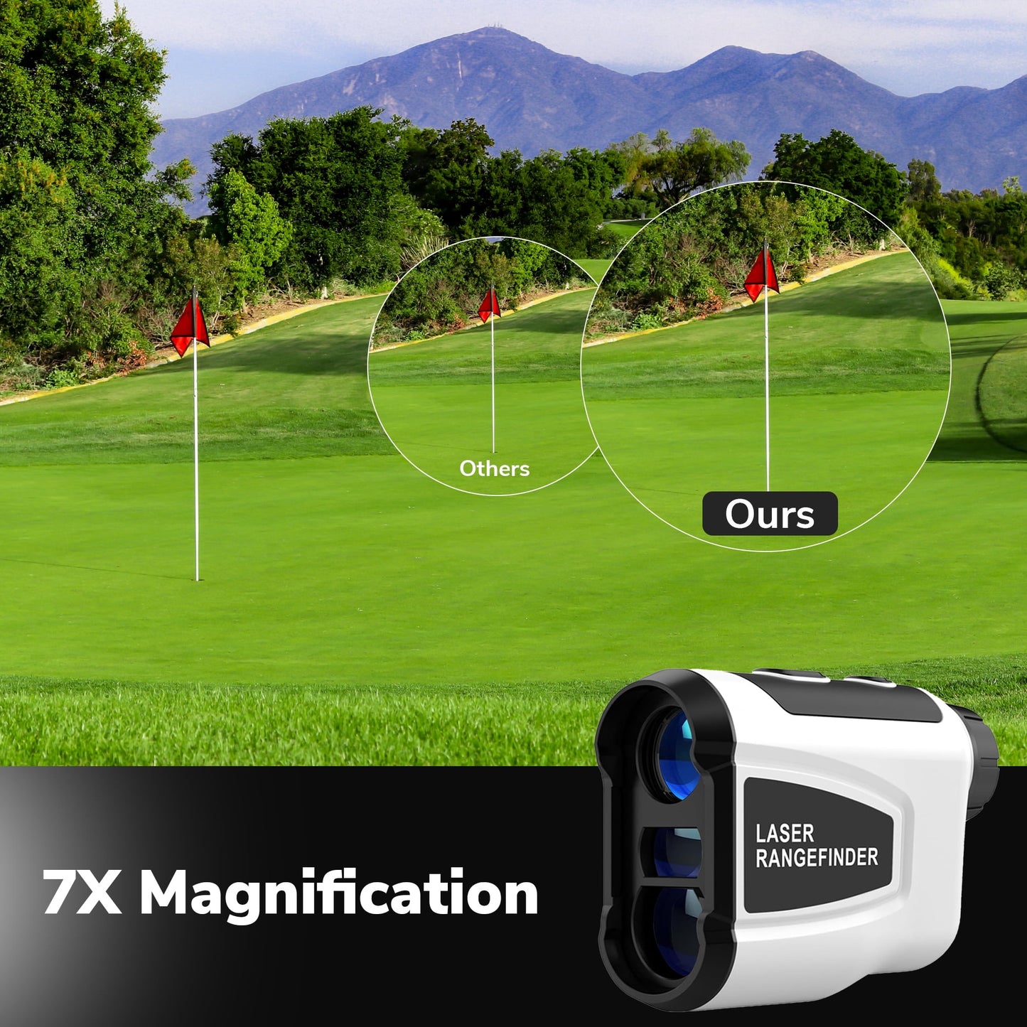Ambler Laser Hunting/Golf Rangefinder,7X Magnification Clear View 1200 Yards, Slope Measurement