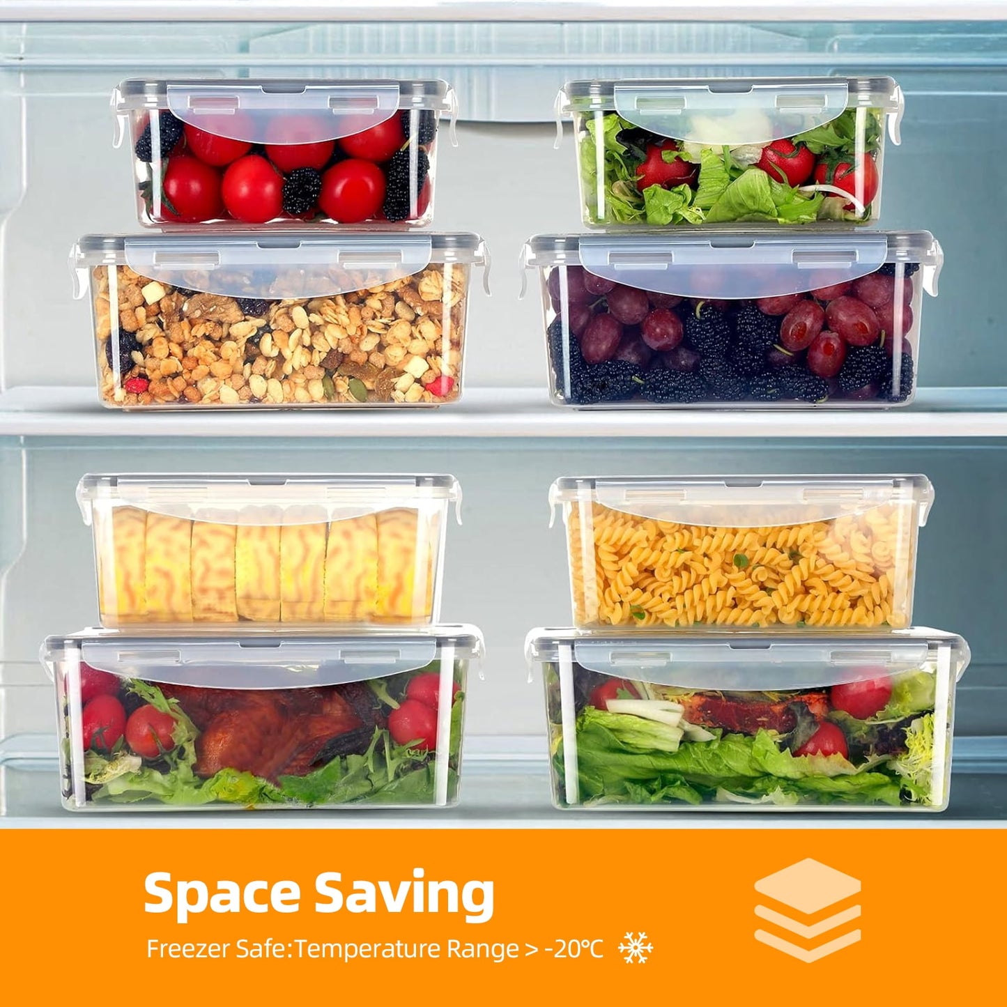 ATUPEN 50 Pcs Food Storage Containers with Lids, Meal Prep Plastic Container Pantry & Kitchen Organization(24 Containers + 24 Lids)