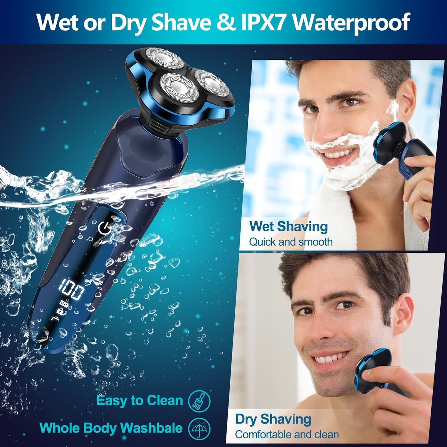 Electric Razor for Men, New Upgrade Electric Shavers for Men Cordless Rechargeable 3D Rotary Men Shaver,Wet/Dry Mens Shaver,Waterproof Mens Razor for Shaving Gifts