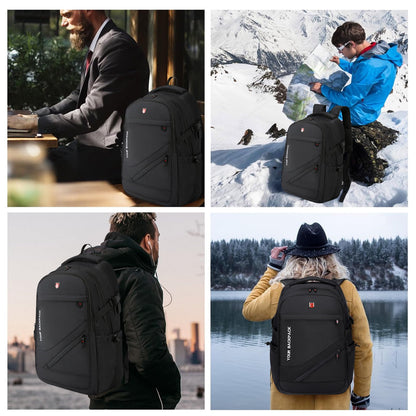 Kailwokk Travel Laptop Backpack for Men, 21" Large Waterproof Anti Theft Business Bag with USB Port, Black