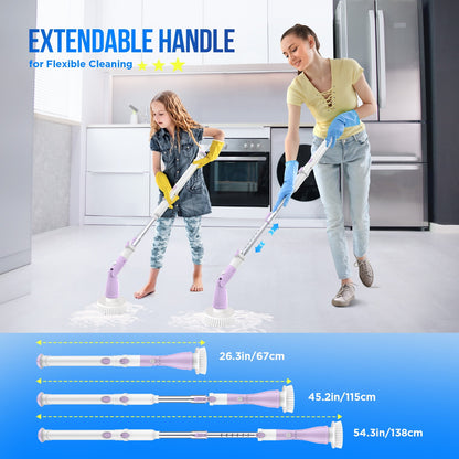 SZRSTH Electric Spin Scrubber - Cordless Cleaning Brush with Extendable Handle Power Shower Scrubber for Bathroom Kitchen Tile Floor