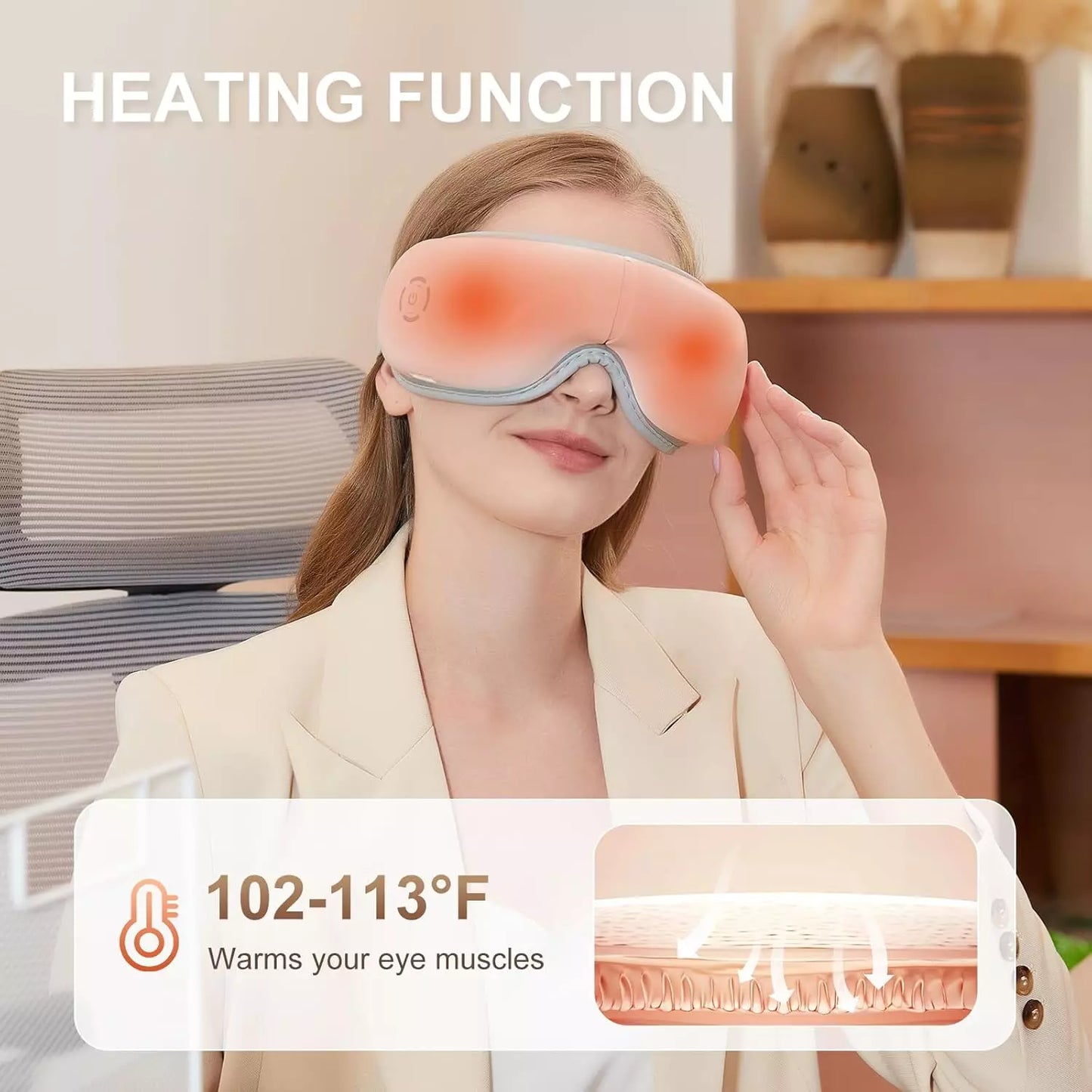 Eye Massager with Heat, Heated Eye Mask with Bluetooth Music, Massages Eye Muscl