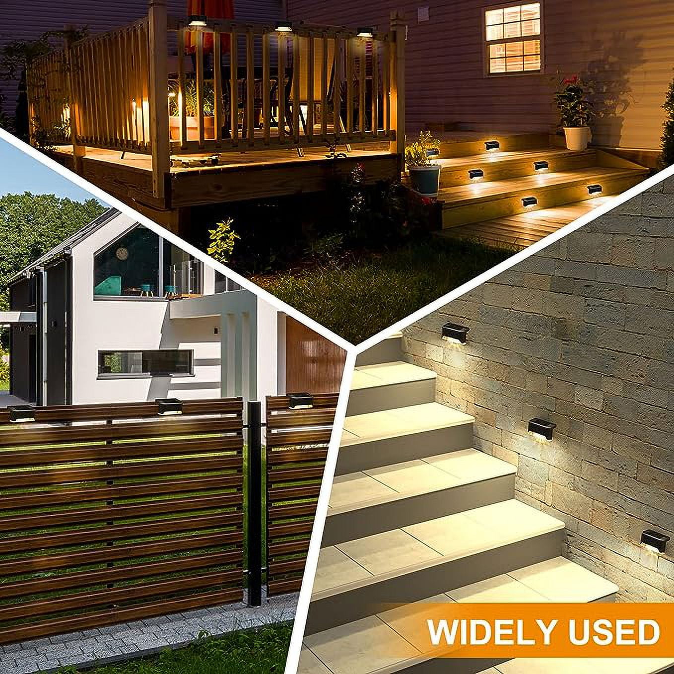 SZRSTH Solar Outdoor Lights Waterproof - 16PCS LED Solar Step Deck Lights Decor for Stairs Fence Yard Patio Pathway -Warm White
