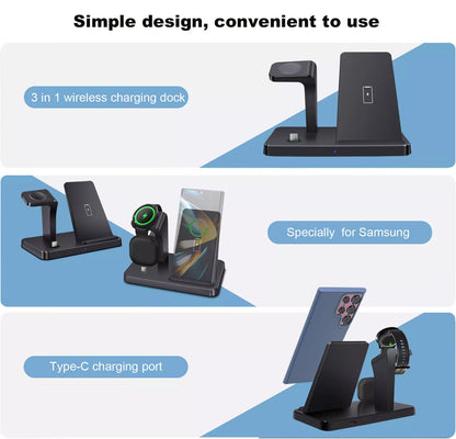 4 In 1 Fast Wireless Charger Charging Station For iPhone Samsung Galaxy Watch Ultra/7 S25