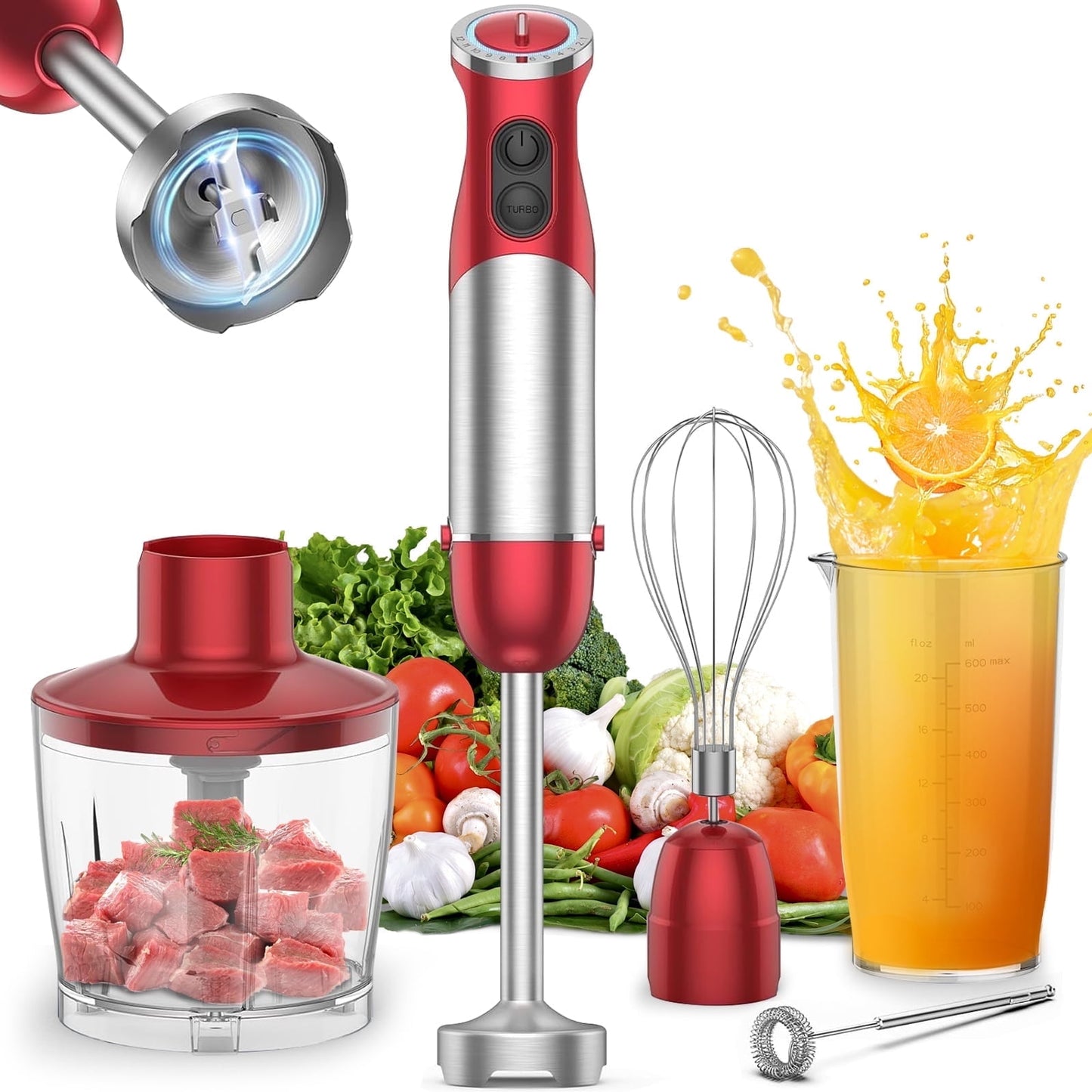 Immersion Blender Handheld for Kitchen: 5-in-1 1000W Multi-Purpose Hand Blender, 12-Speed Stick Blender for Making Baby Food, Soup, Puree, Cake