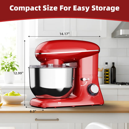 6.5 QT Electric Stand Mixer, 3-IN-1 Food Mixer, Kitchen Electric Mixer with Dough Hook, Beater, Whisk, Bowl for Most Home Cooks