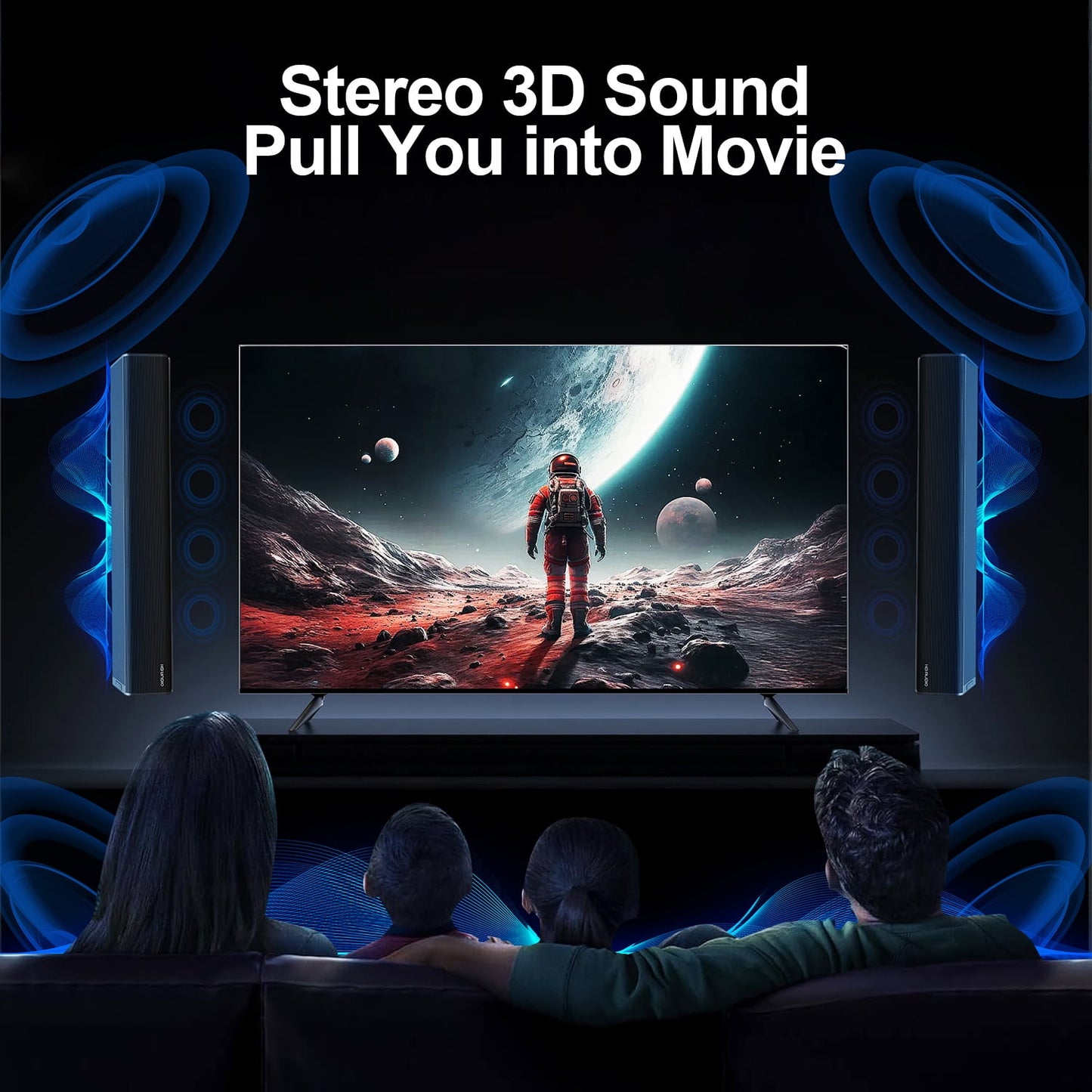 ETEPEHI Sound Bar for TV - 5.3 Bluetooth Soundbar Speaker with Bluetooth/Optical/AUX Connection for PC/Gaming/ /Projectors, 16"