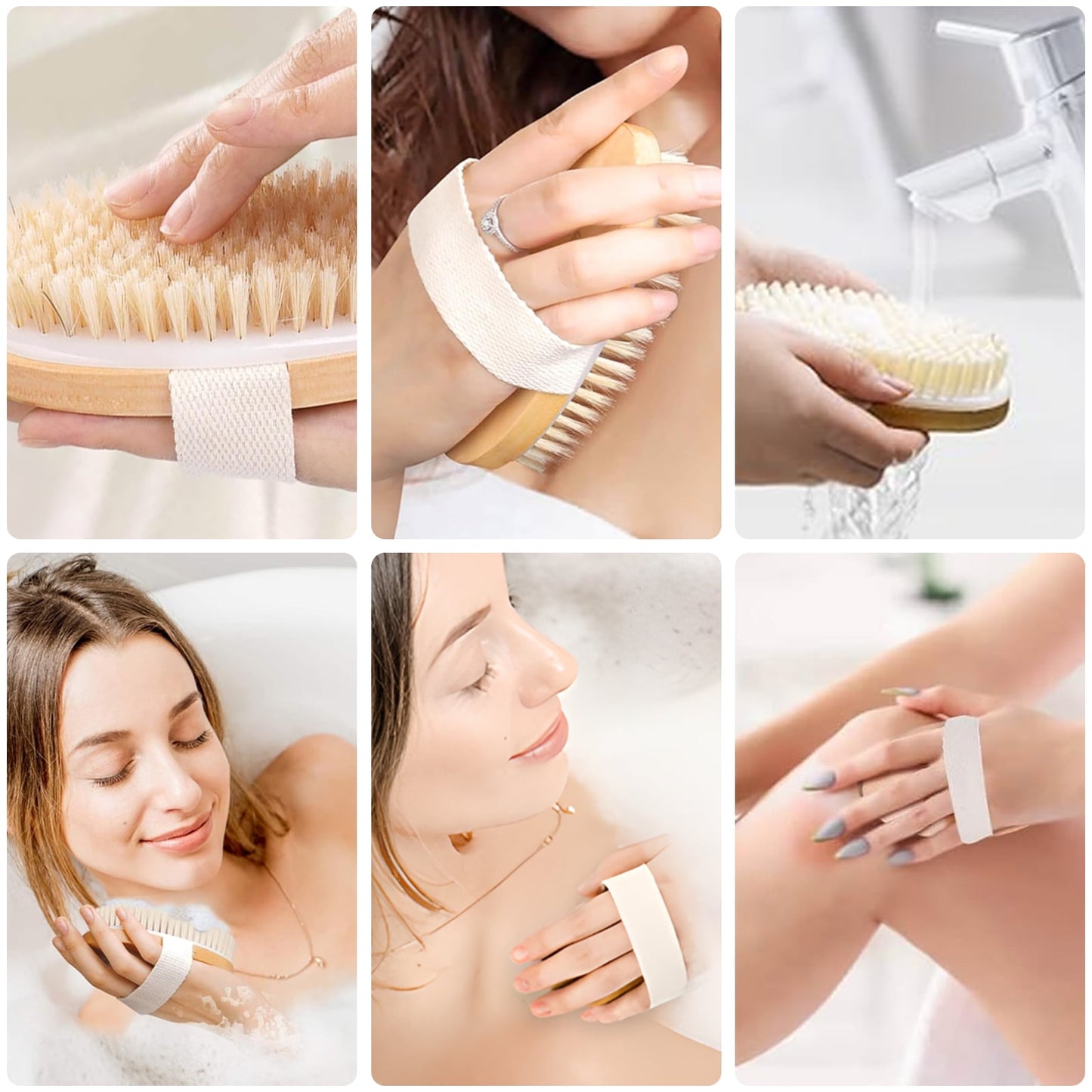AMBLER 2 Pack Dry Brush, Exfoliating Dry Brushing Body Brush for Lymphatic Drainage, Dry Skin, Cellulite