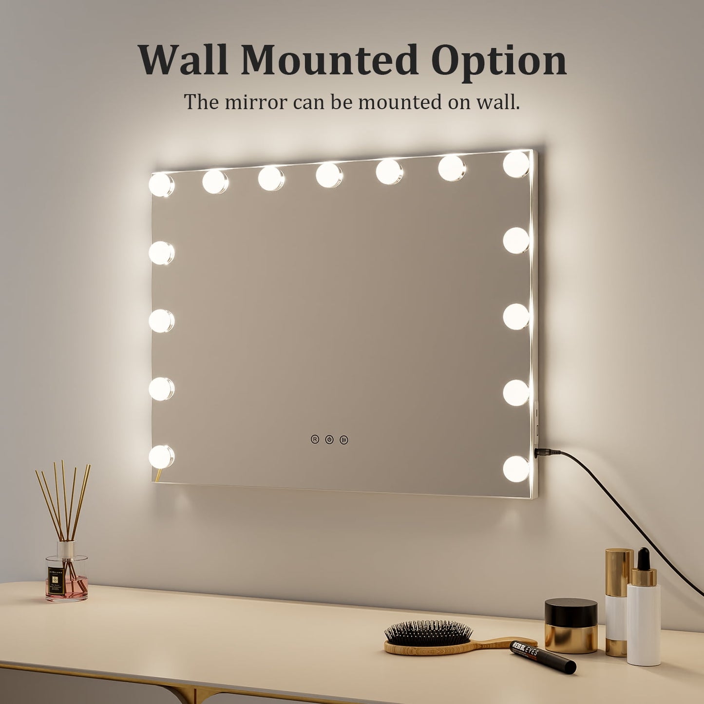 KOUSE Bluetooth Audio Makeup Mirror with LED Light - 3 Color Modes, Smart Touch Control and USB Charging Port - Desktop Makeup Mirror