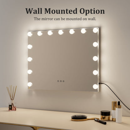KOUSE Bluetooth Audio Makeup Mirror with LED Light - 3 Color Modes, Smart Touch Control and USB Charging Port - Desktop Makeup Mirror