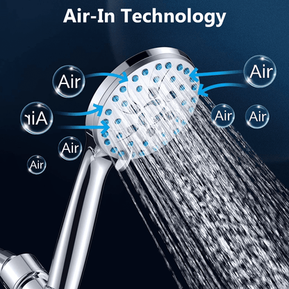 ATUPEN 4'' Shower Head with Handheld,High Pressure 7 Spray Mode Chrome Showerhead Clean Tub,Tile & Pets