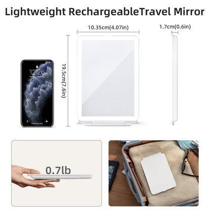 TORIO Portable Makeup Mirror with 72 LED Lights, USB Rechargeable, 3 Adjustable Light Settings – Perfect for Travel, Home, and Makeup Application