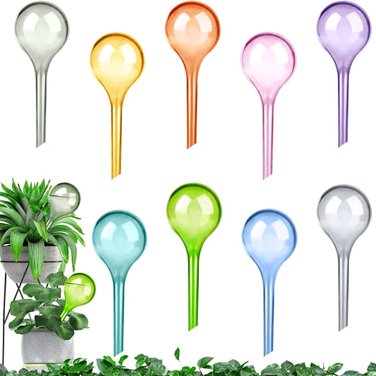 9 Pcs Plant Watering Globes Colored Self Watering Globes Automatic Watering Bulbs Plastic Plant Water Globes Drip Irrigation Device for Indoor Outdoor Plants