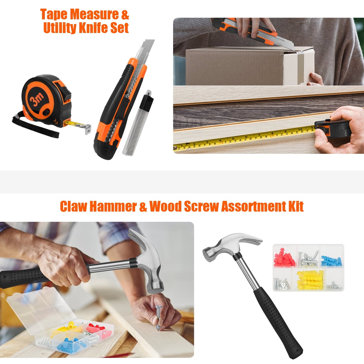 TORIO 171-Piece Tool Set, Complete Home & Garage Repair Kit with Wrenches, Screwdrivers, Pliers, Hammers & More