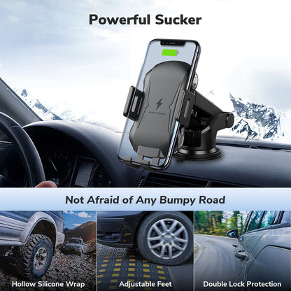ETEPEHI Car Mount Charger: 15W Wireless Car Charger for iPhone 16/15/14/13/12, Fast Charging Phone Holder Mount
