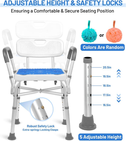 Shower Chair with Back for Elderly Seniors,Shower Stools and Benches for Adults,Bath Chair Shower Benches for The Disabled,Shower Seats,Tub Chair